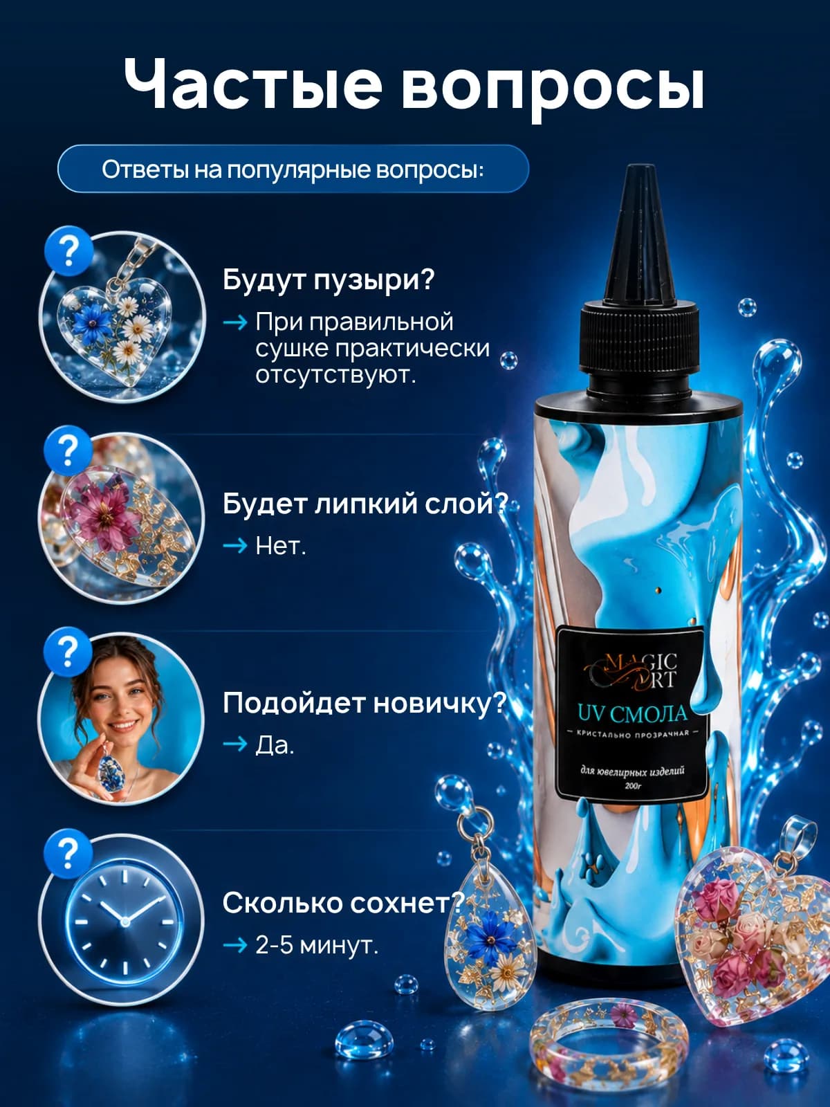 Частые вопросы об УФ-смоле: пузыри, липкий слой, подходит ли новичку, сколько сохнет